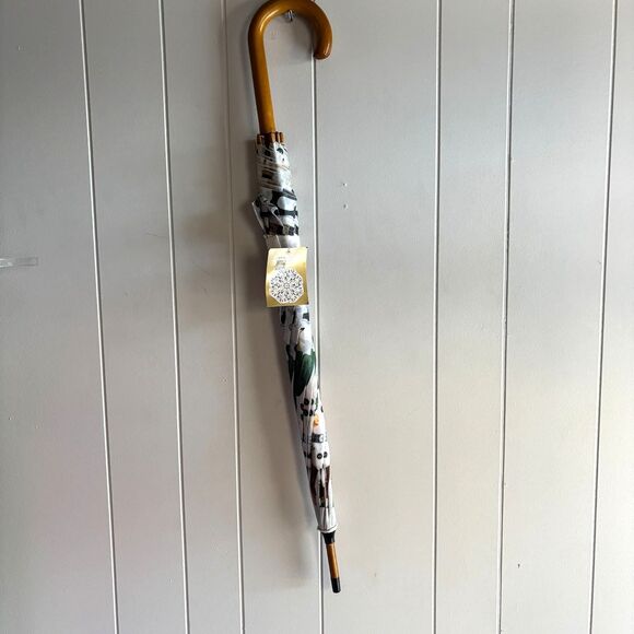 Simplicity Vintage Pattern Inspired Design Large Wooden Handle & Tip Umbrella - Picture 2 of 8